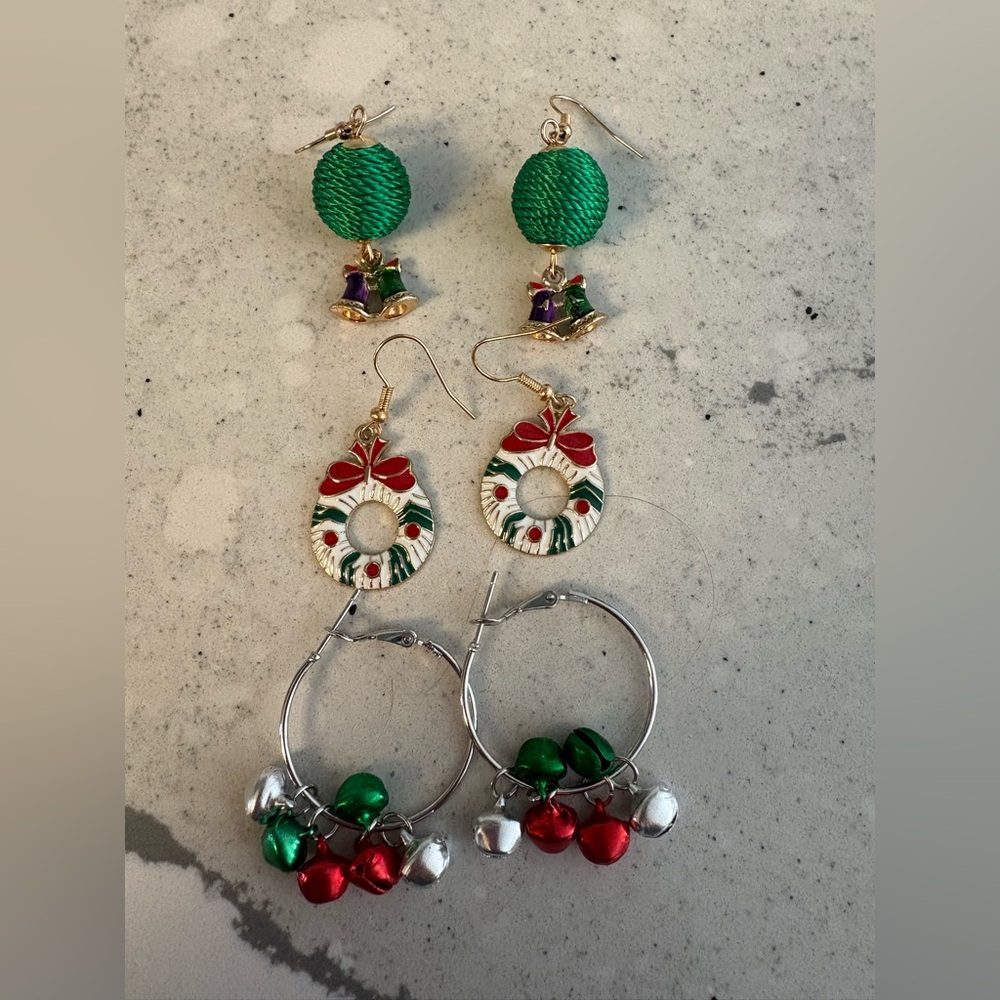 Three pairs Christmas earrings